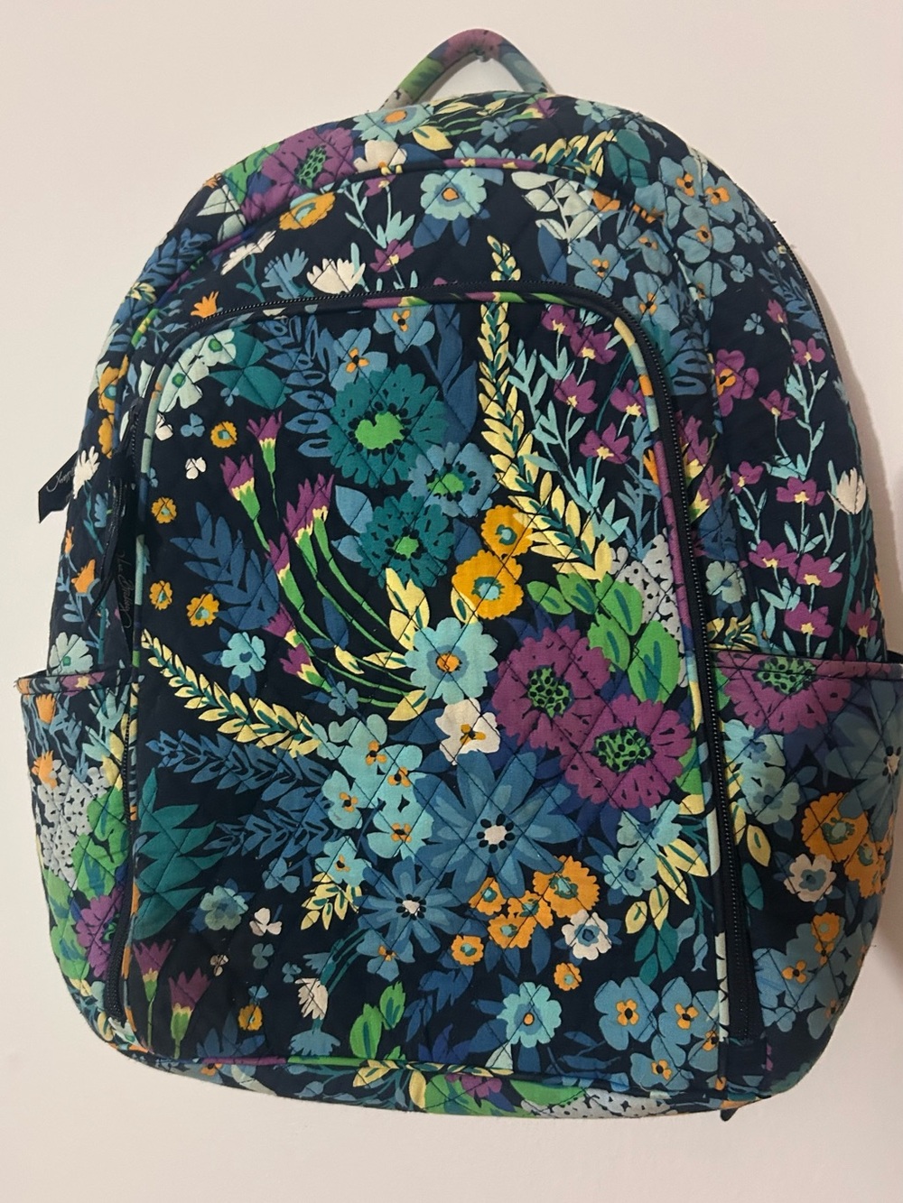 Vera Bradley Campus Backpack Midnight Blues Floral Has Padded Laptop Sleeve EUC